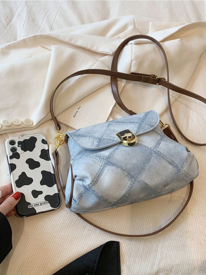 Graphic Square Bag Flap PU