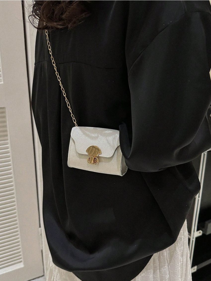 Mini Square Bag Twist Lock Chain Strap