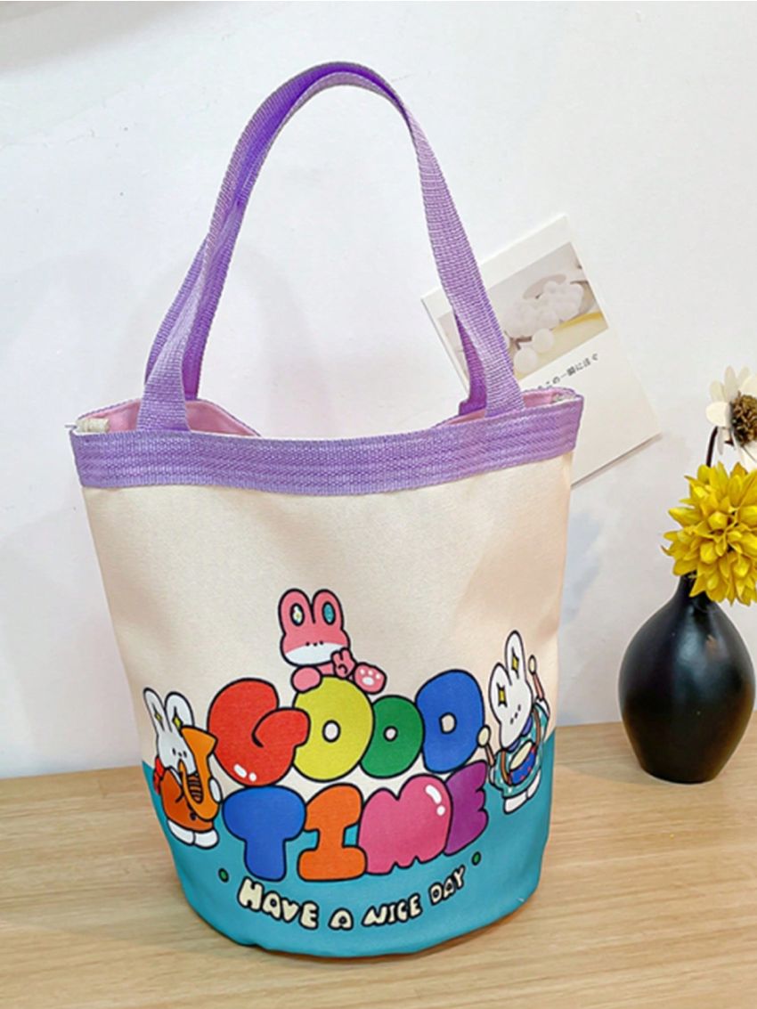 Cartoon Graphic Bucket Bag Medium Double Handle