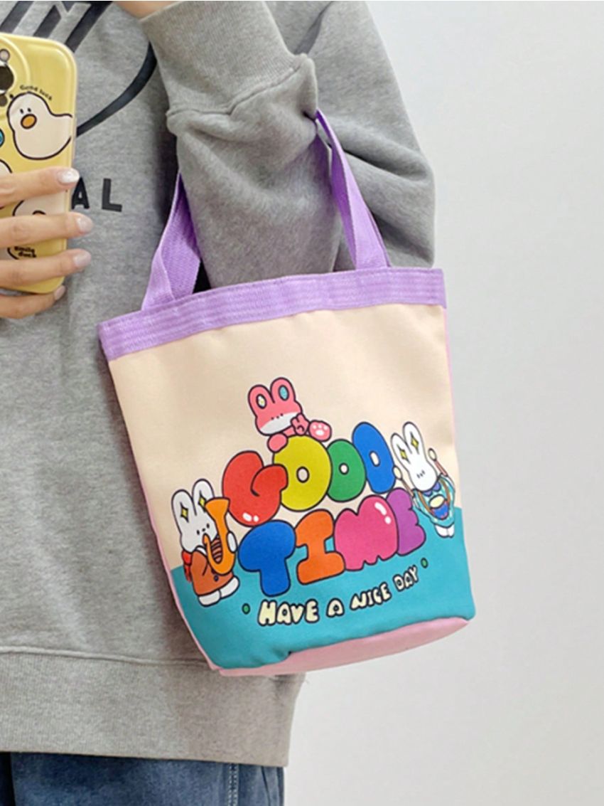 Cartoon Graphic Bucket Bag Medium Double Handle