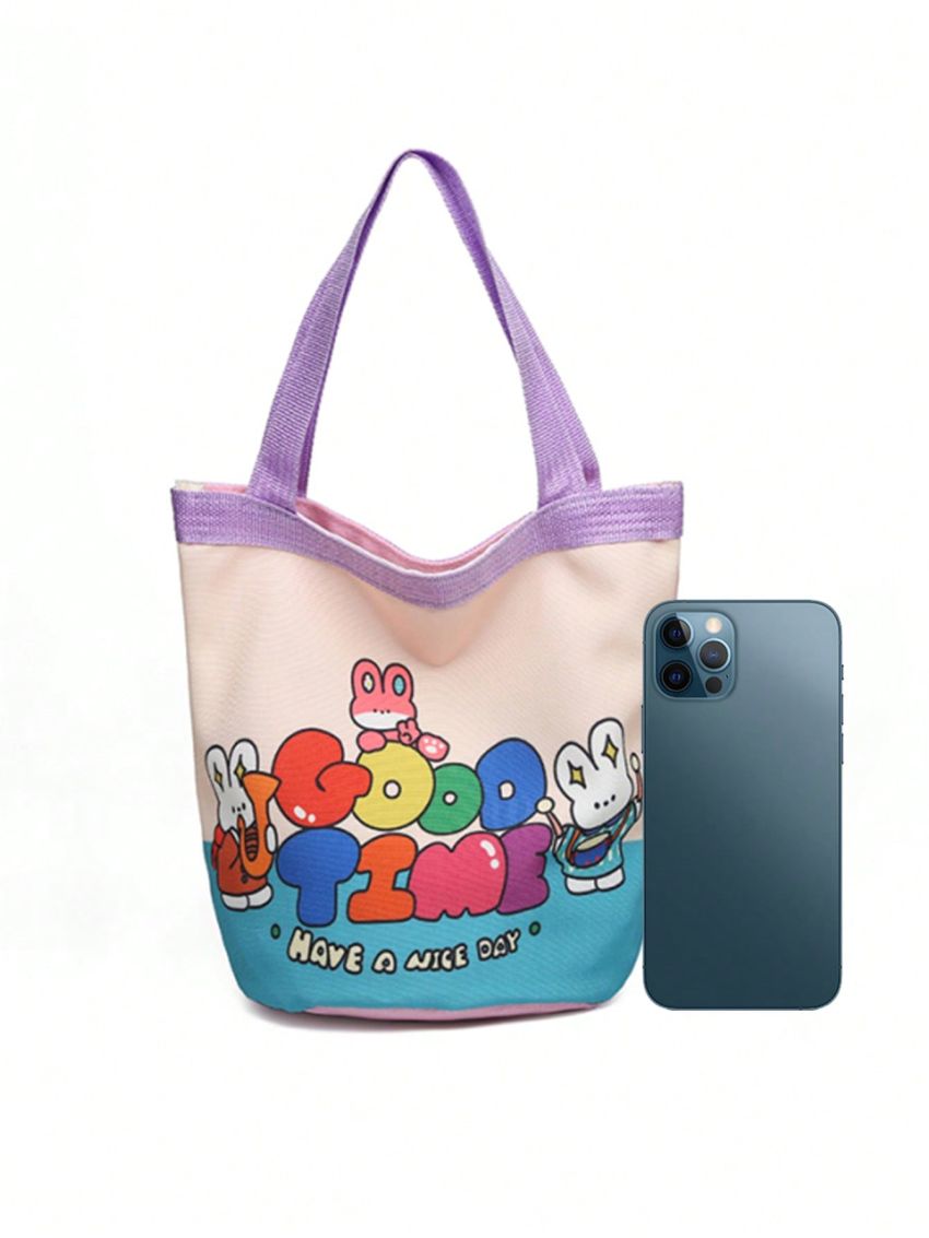 Cartoon Graphic Bucket Bag Medium Double Handle