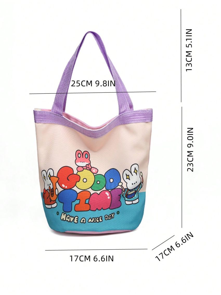 Cartoon Graphic Bucket Bag Medium Double Handle