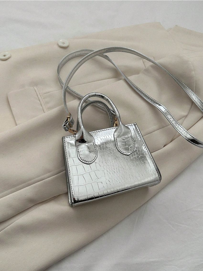 Crocodile Embossed Square Bag Mini Funky