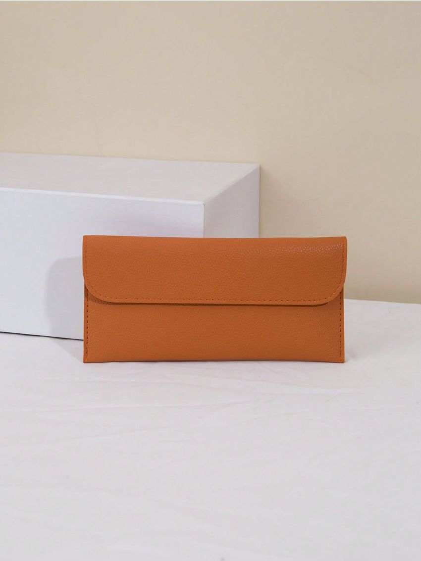 PU Long Wallet Orange Minimalist
