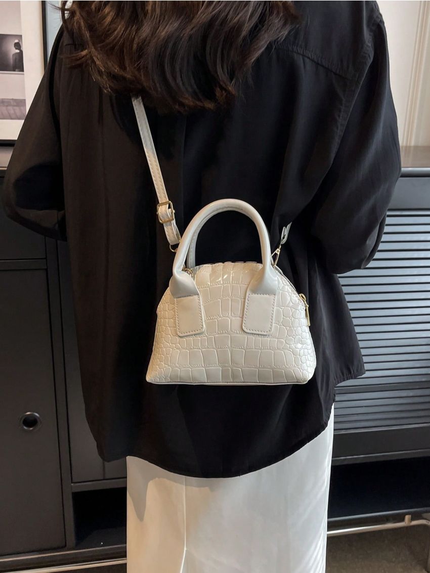 Crocodile Embossed Dome Bag Mini Zipper