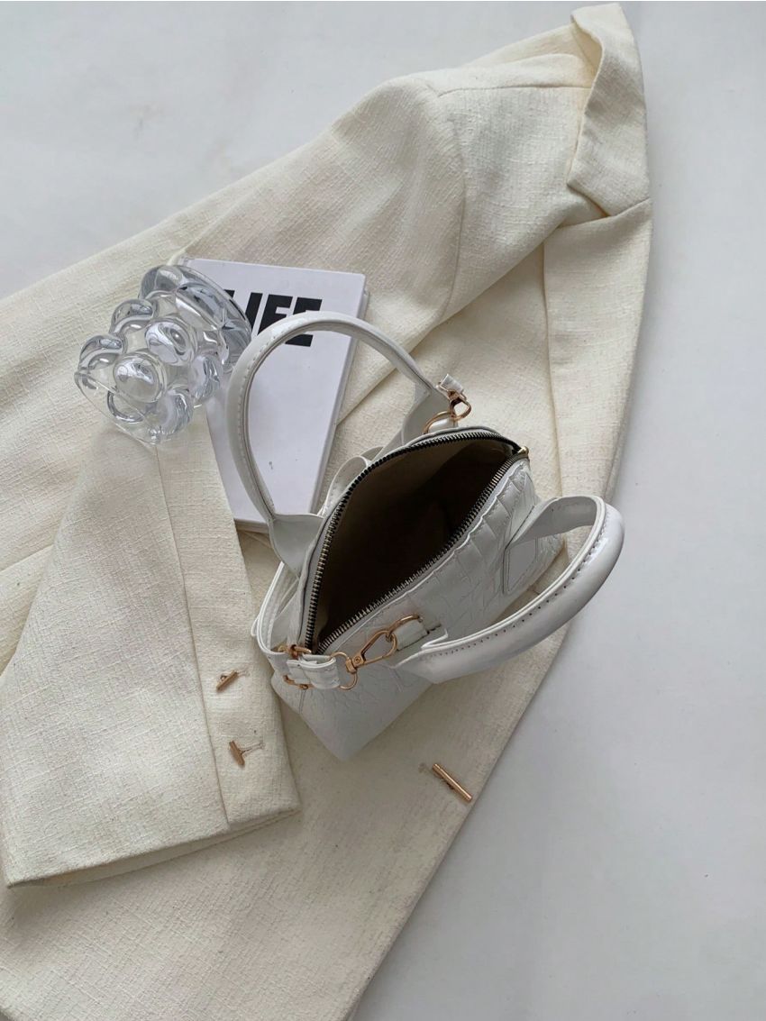 Crocodile Embossed Dome Bag Mini Zipper