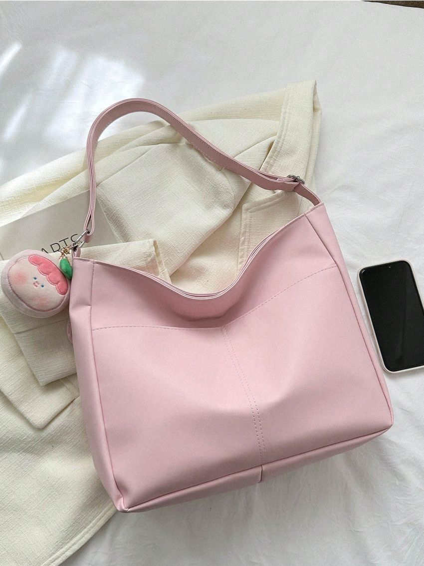 Zipper Shoulder Bag Adjustable Strap PU