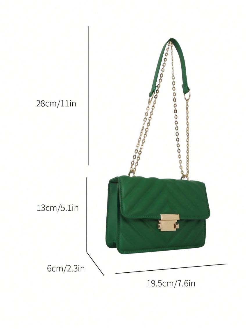 Chevron Square Bag Mini Flap Green