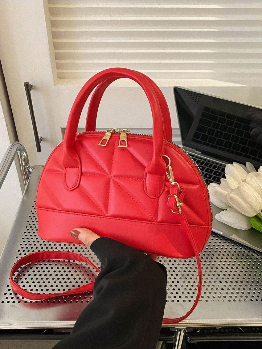 Quilted Dome Bag Small Double Handle Zipper
