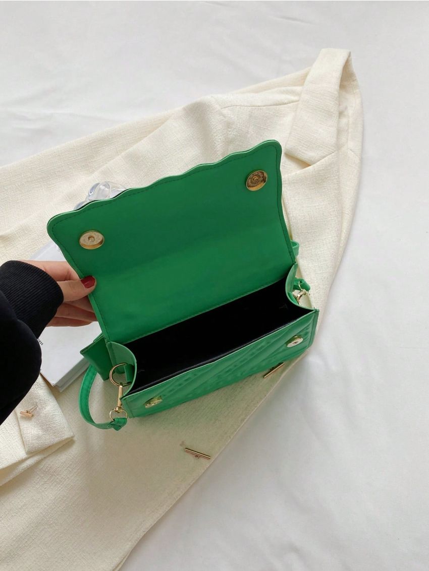 Letter Graphic Square Bag Flap With Coin Purse