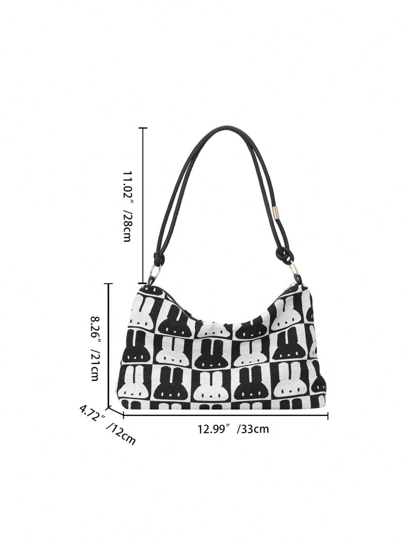 Zipper Hobo Bag Rabbit Pattern