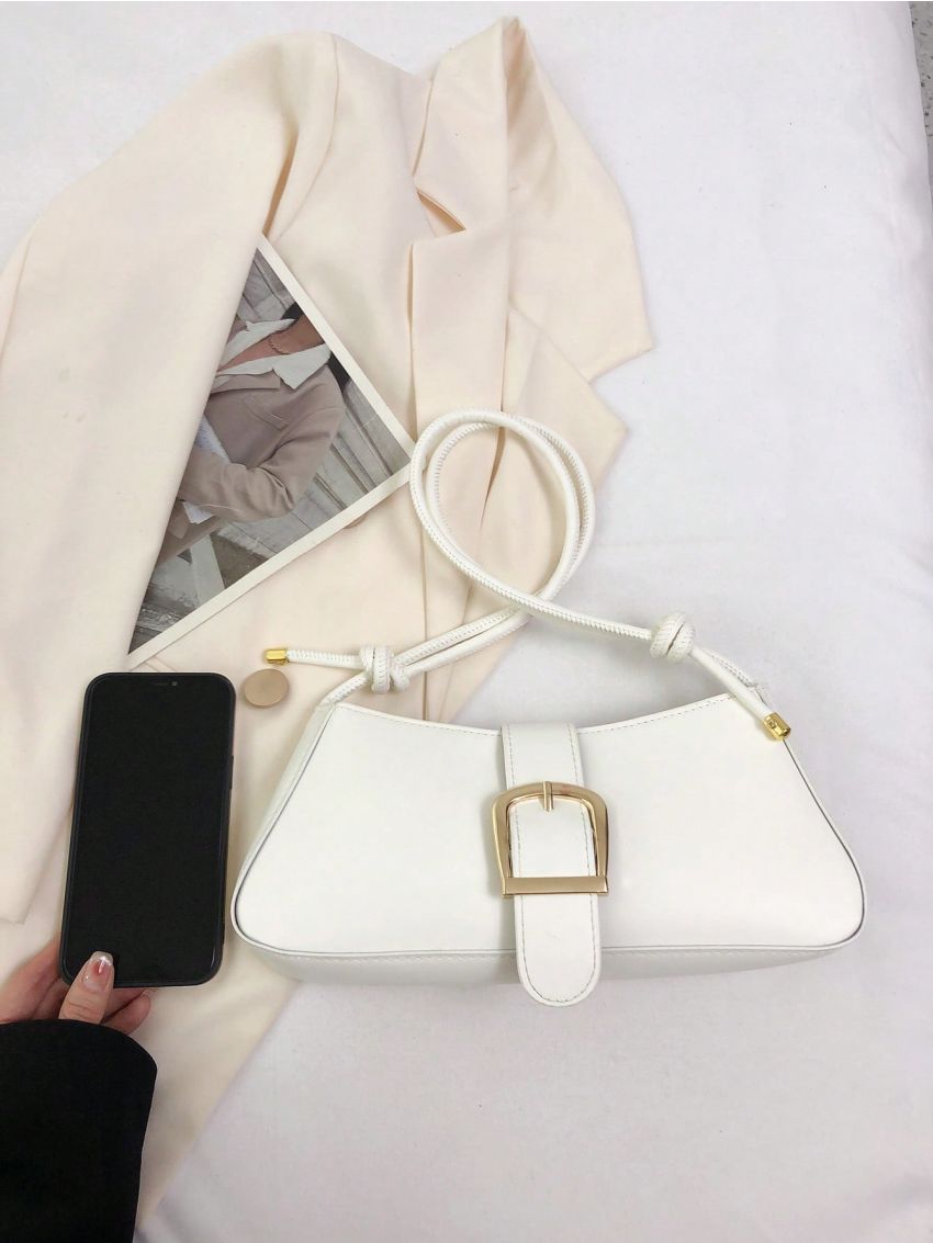 Minimalist Baguette Bag Medium Buckle Decor