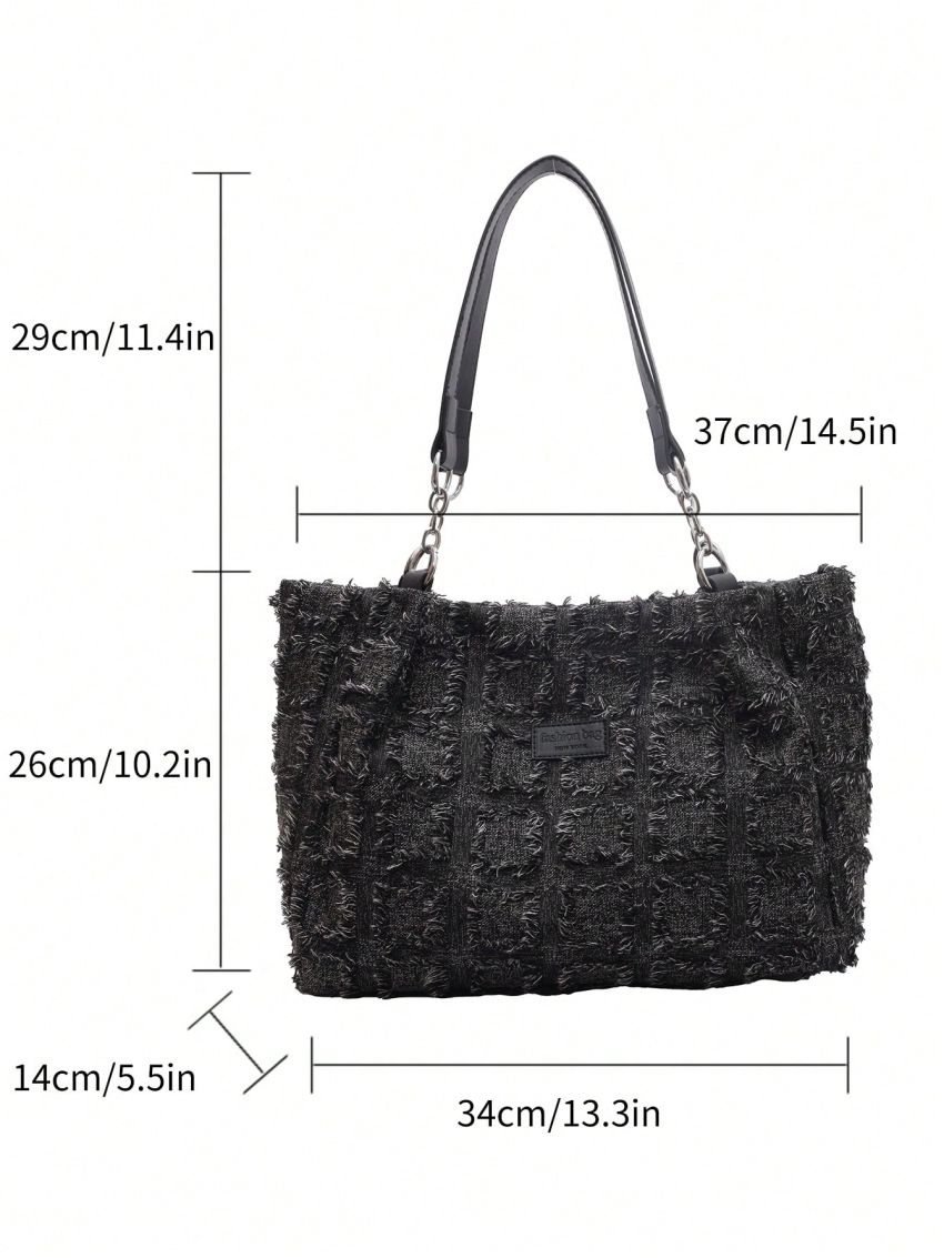Medium Shoulder Tote Bag Black Double Handle For Daily