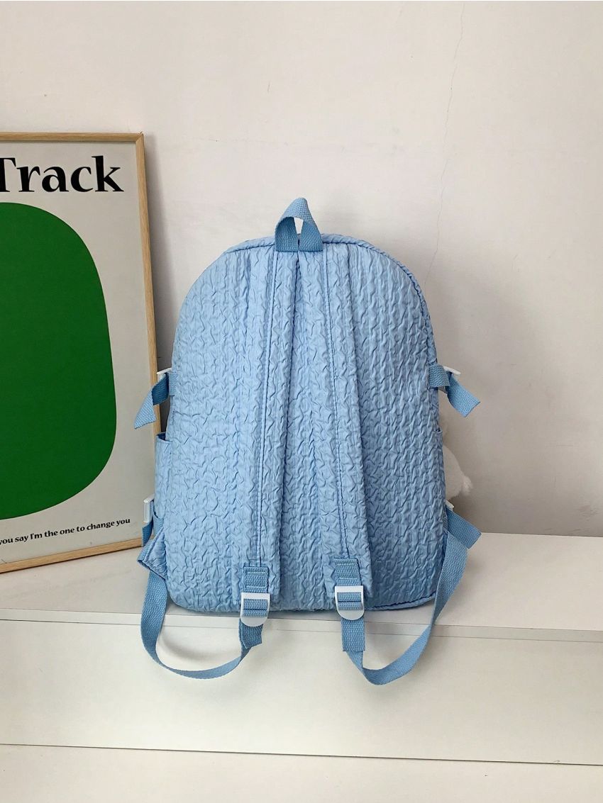 Letter Patch Decor Classic Backpack Zipper Without Bag Charm