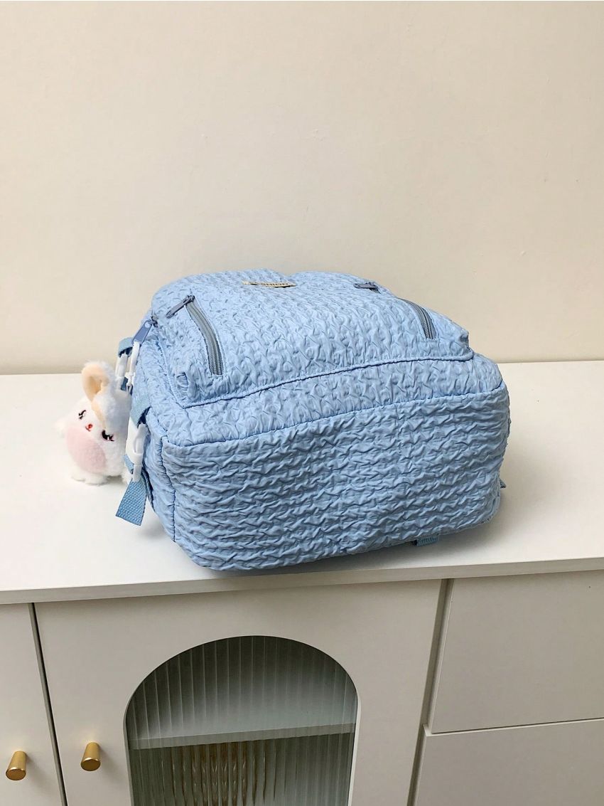 Letter Patch Decor Classic Backpack Zipper Without Bag Charm