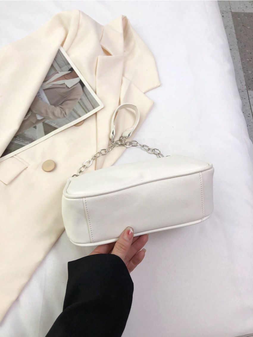 Small Hobo Bag White Chain Strap For Daily