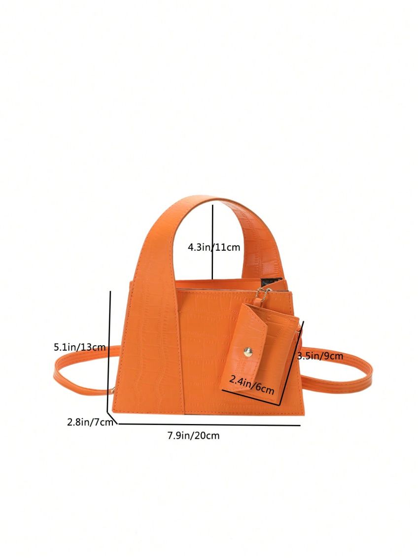 Mini Square Bag Embossed Detail With Coin Purse PU