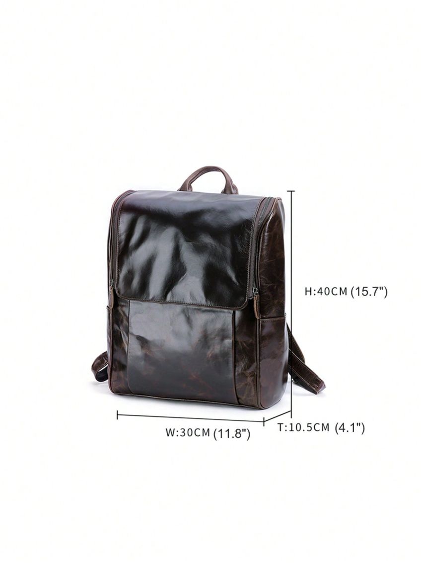 Mini Casual Daypack Brown Minimalist Genuine Leather For Daily Camping Bag