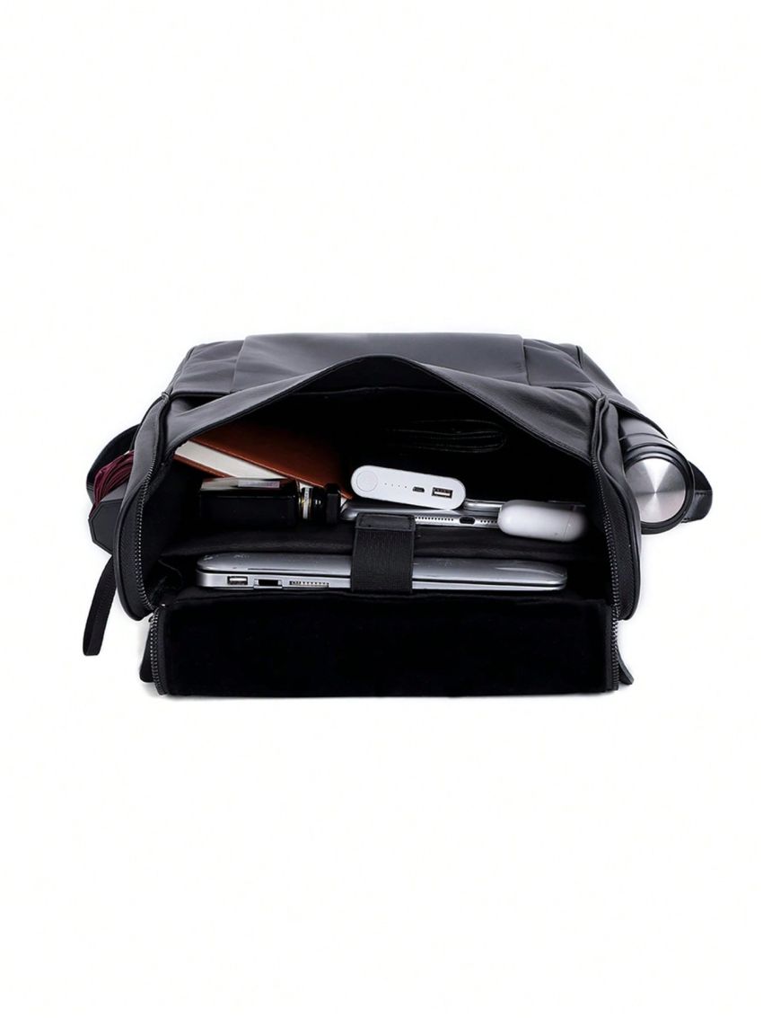 Mini Casual Daypack Black Minimalist Genuine Leather For Daily Camping Bag