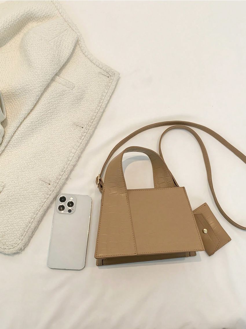 Mini Square Bag Embossed Detail With Coin Purse PU