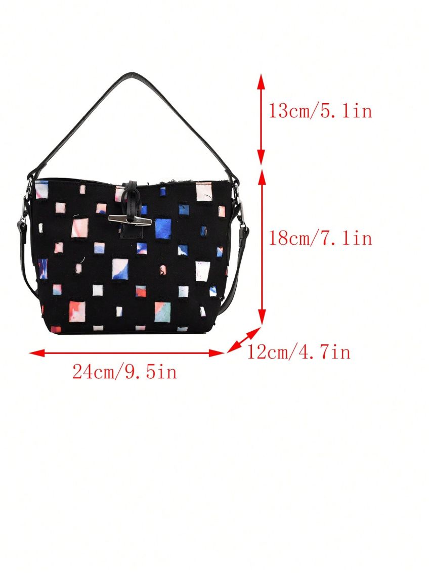 Small Square Bag Colorblock Top Handle For Daily