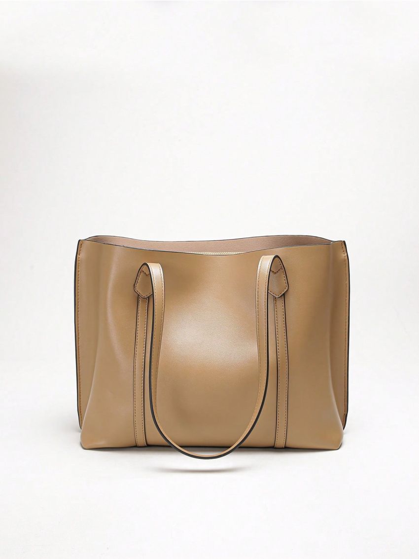 Small Shoulder Tote Bag Brown Minimalist For Work, Mothers Day Gift For Mom