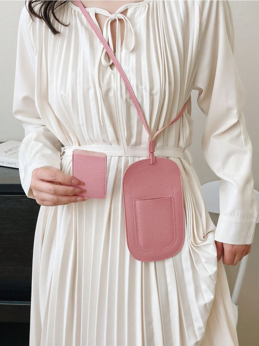 Slim Classic Card Holder Litchi Embossed For Daily