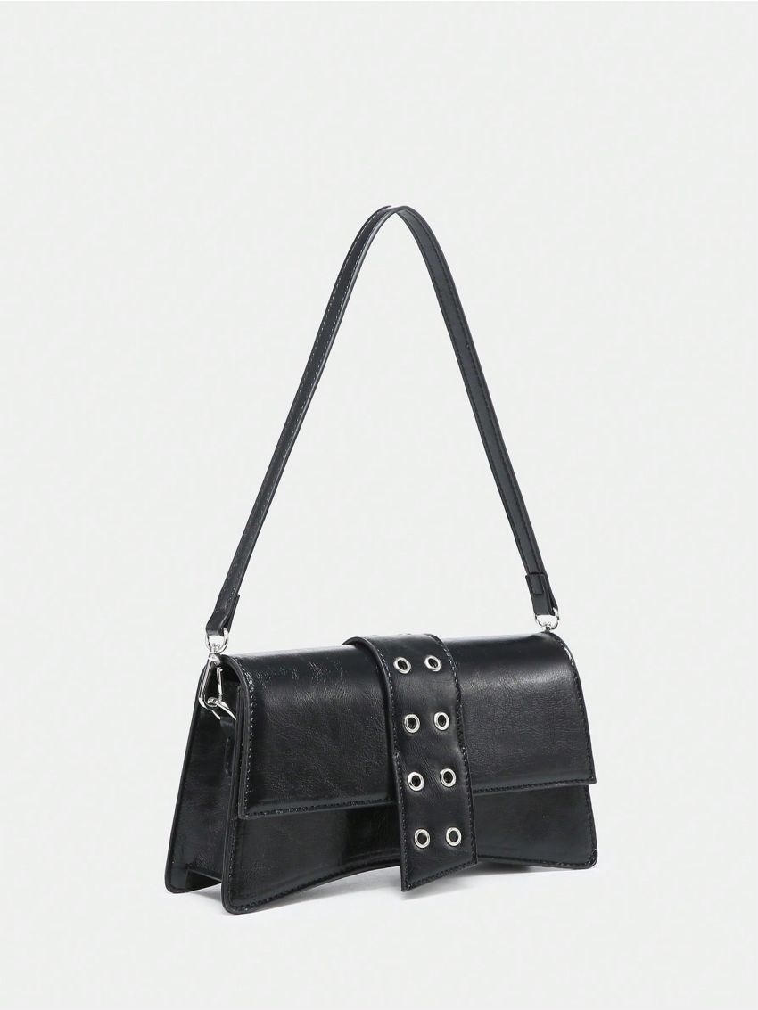 PU Baguette Bag Flap Black