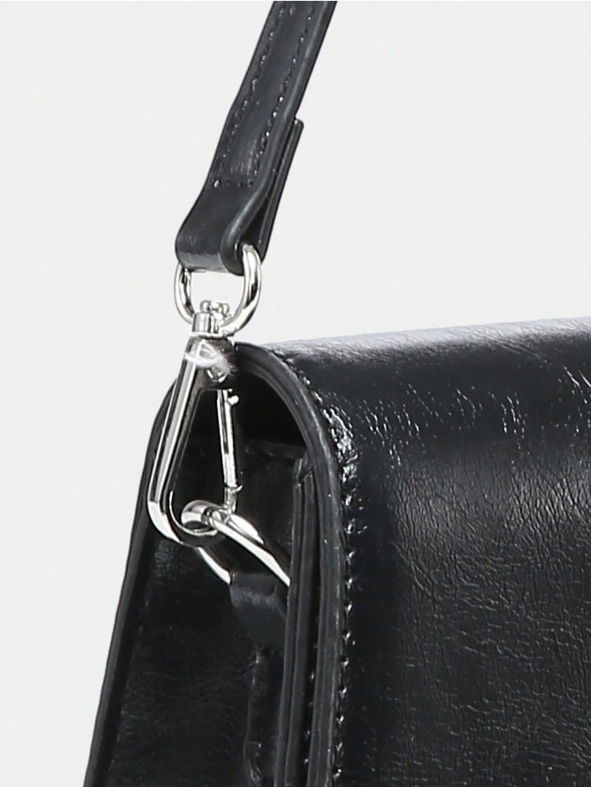 PU Baguette Bag Flap Black