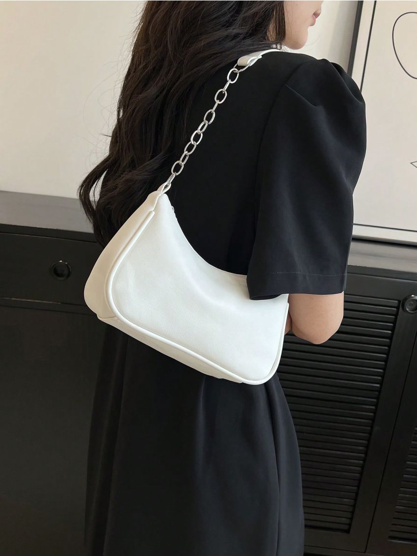 Small Hobo Bag White Chain Strap For Daily