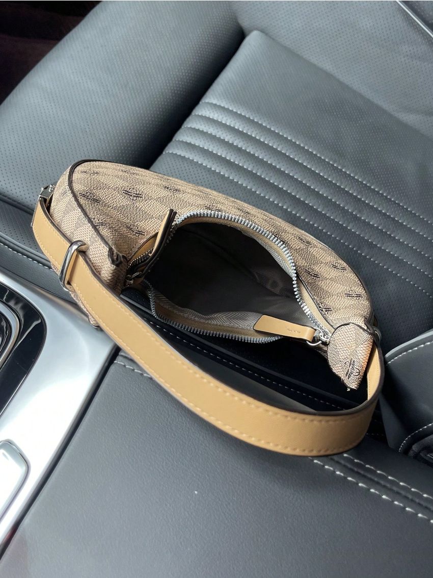 Small Hobo Bag Fashionable Plaid Pattern Zipper PU