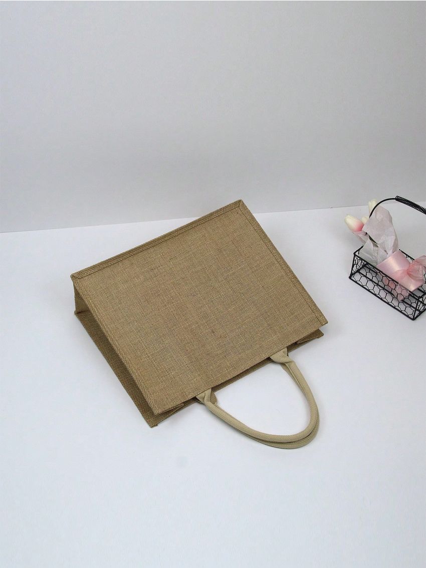 Khaki Shopper Bag Casual Double Handle Polyester