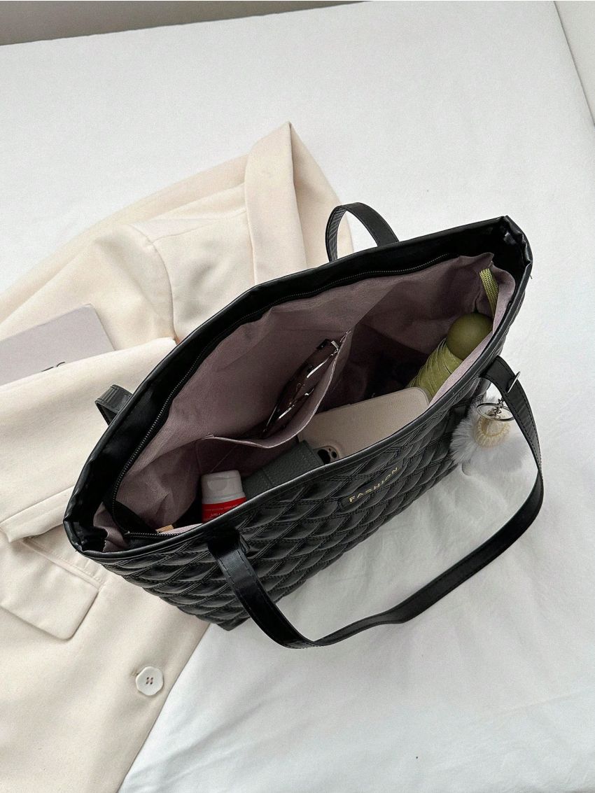 Quilted Square Bag PU Patch Detail