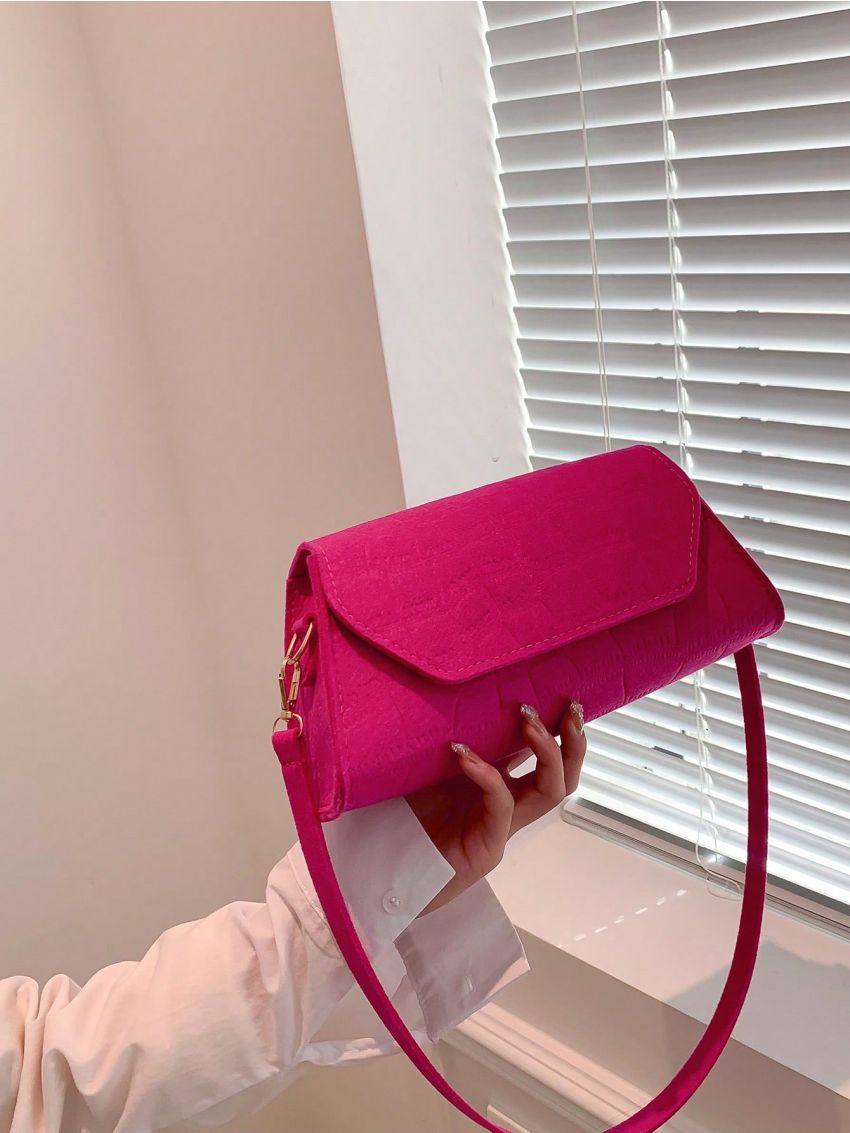 Crocodile Embossed Baguette Bag Flap Medium