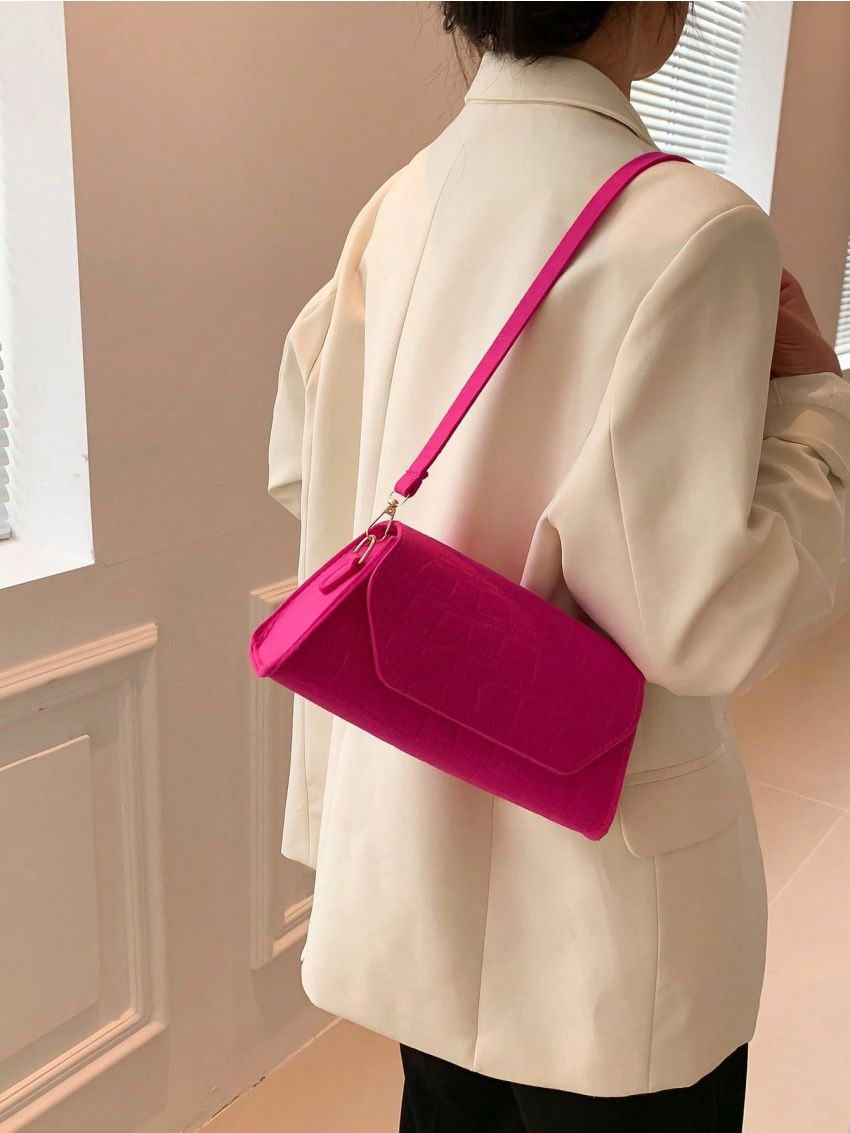 Crocodile Embossed Baguette Bag Flap Medium