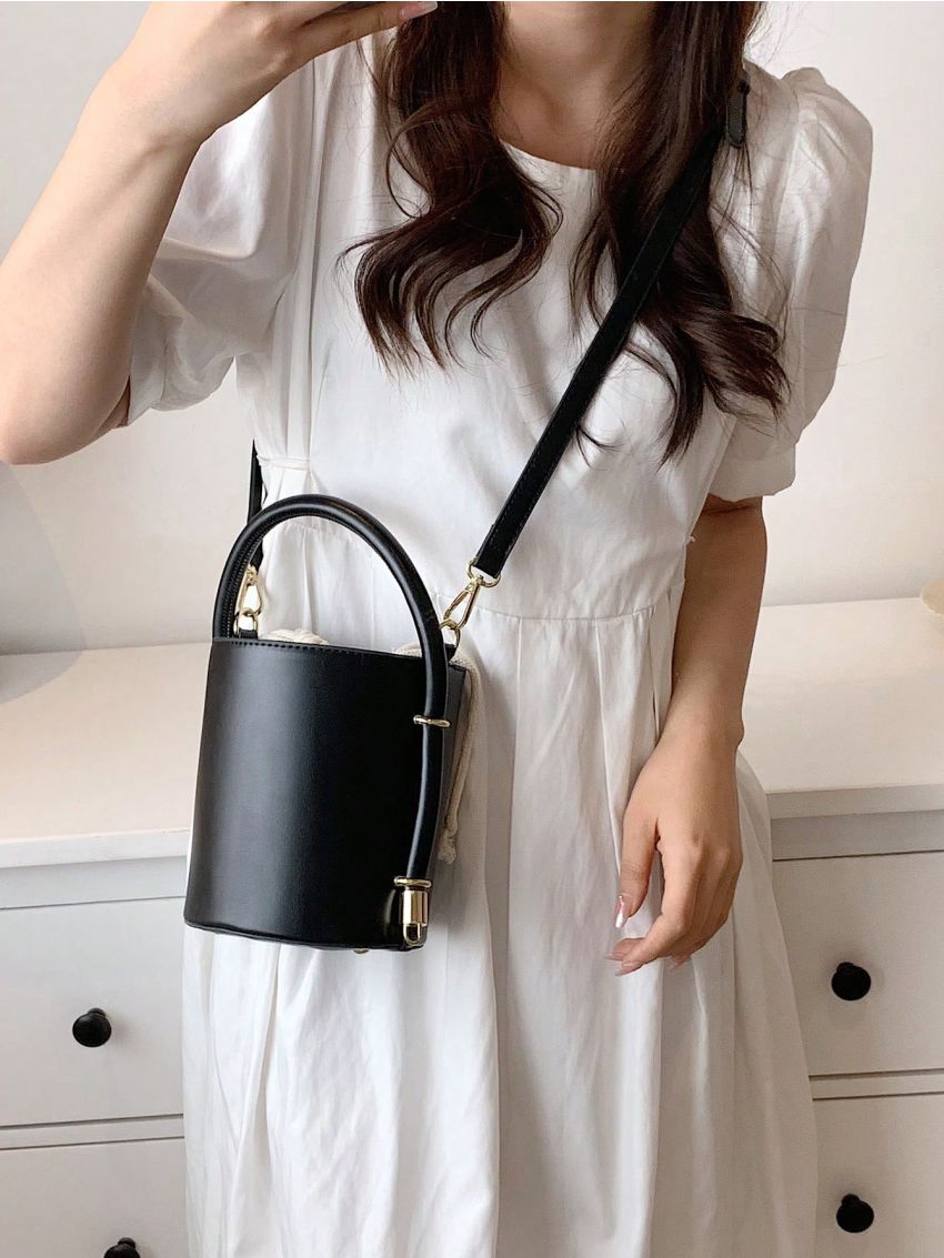 Minimalist Bucket Bag Mini With Drawstring Inner Pouch