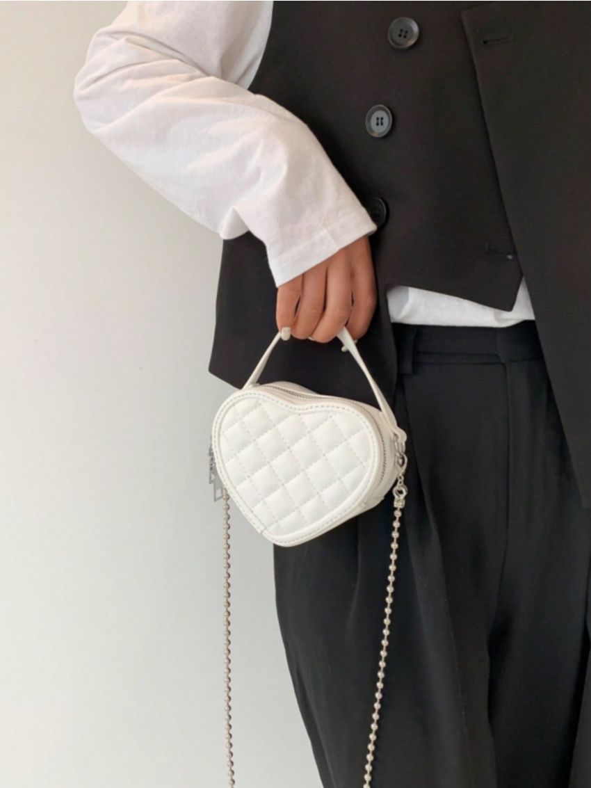 Mini Novelty Bag Quilted Pattern Heart Design