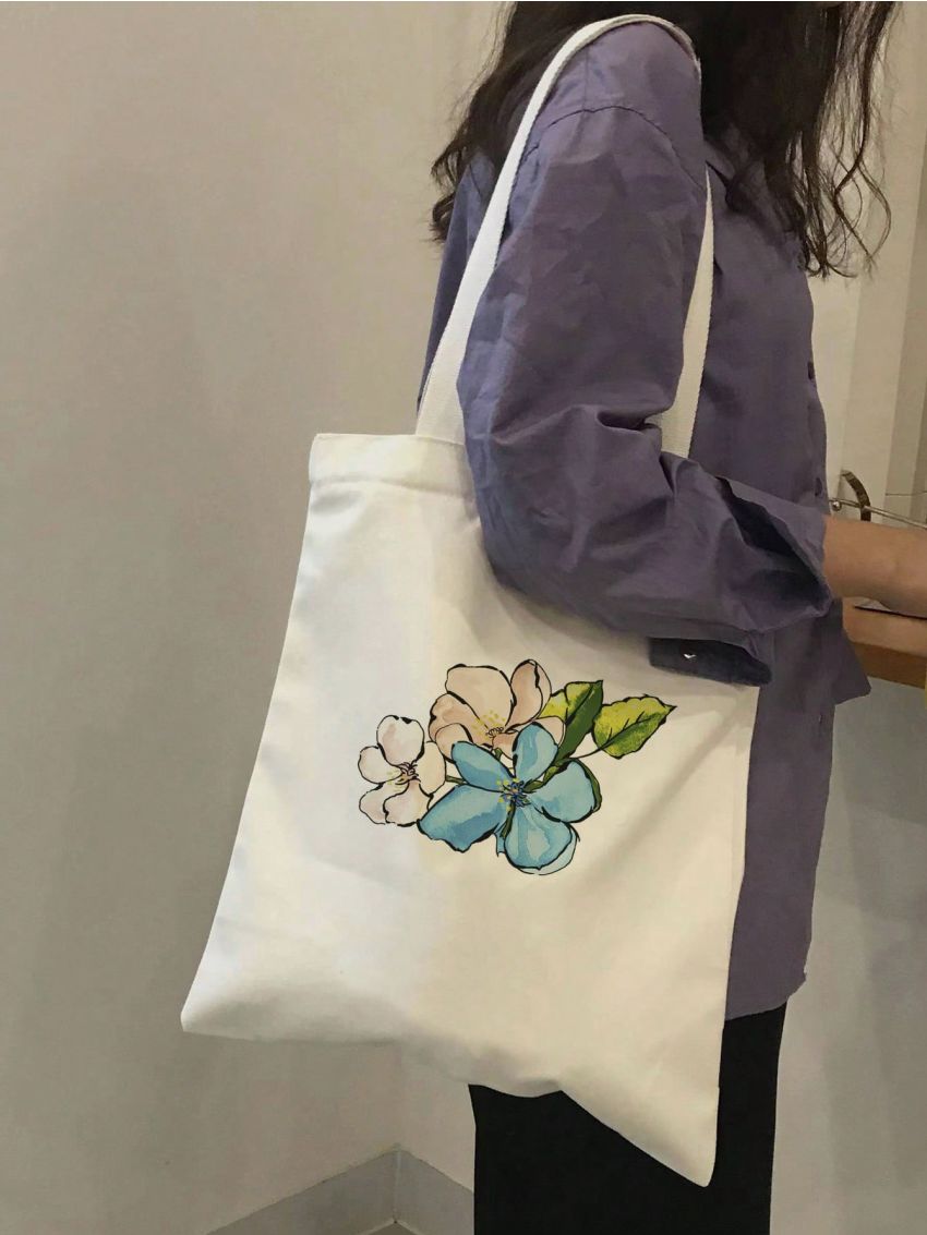 Small Shopper Bag Floral Graphic Preppy