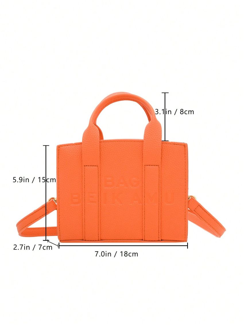 Mini Square Bag Letter Embossed Neon Orange Funky