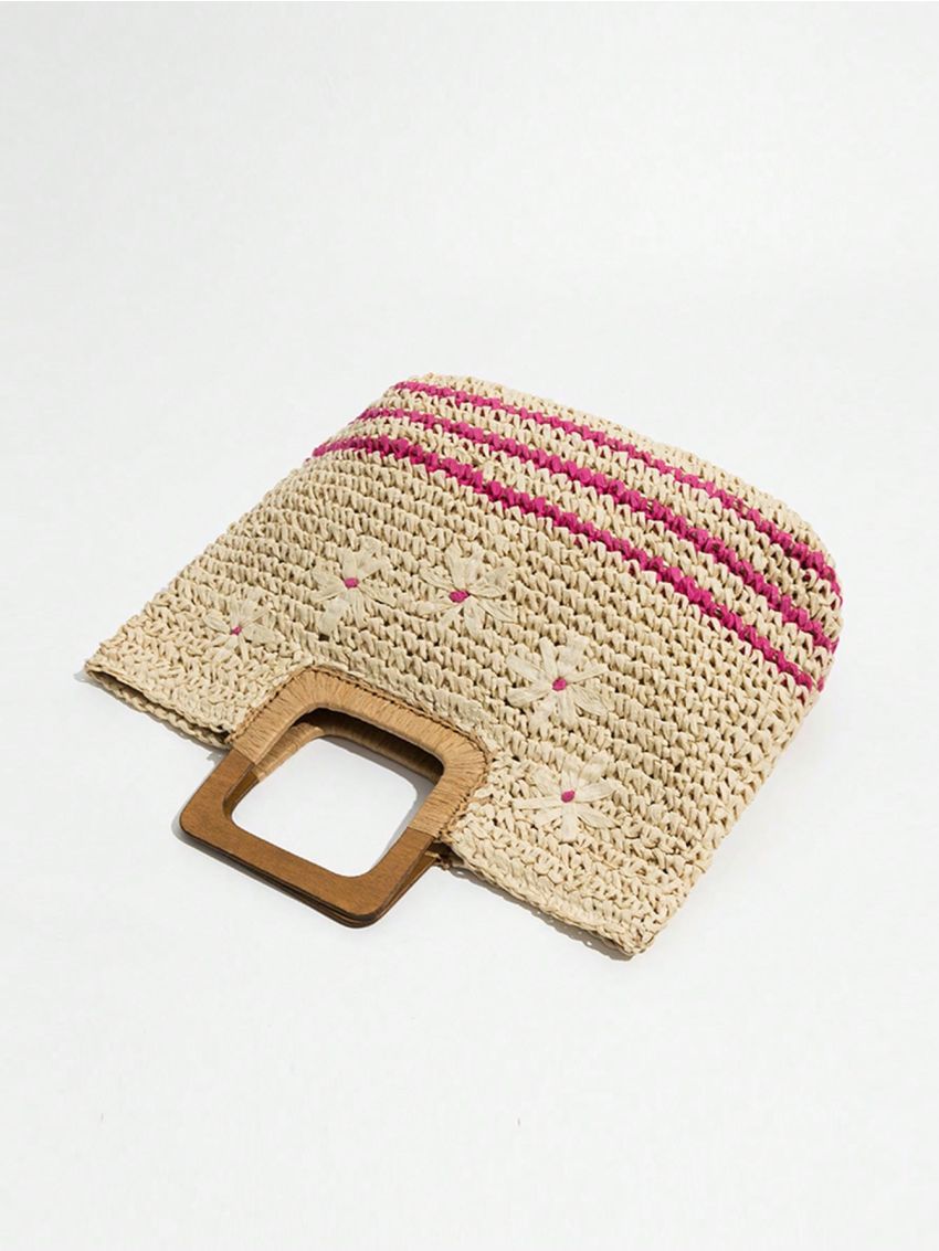 Large Capacity Straw Bag Double Handle For Summer