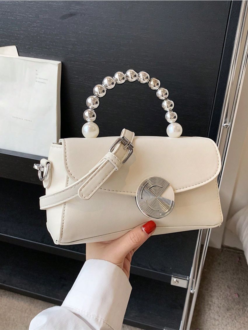 Mini Square Bag Faux Pearl Detail Flap