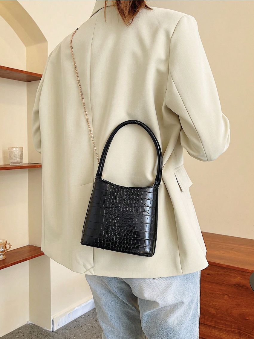 Mini Square Bag Crocodile Embossed Top Handle