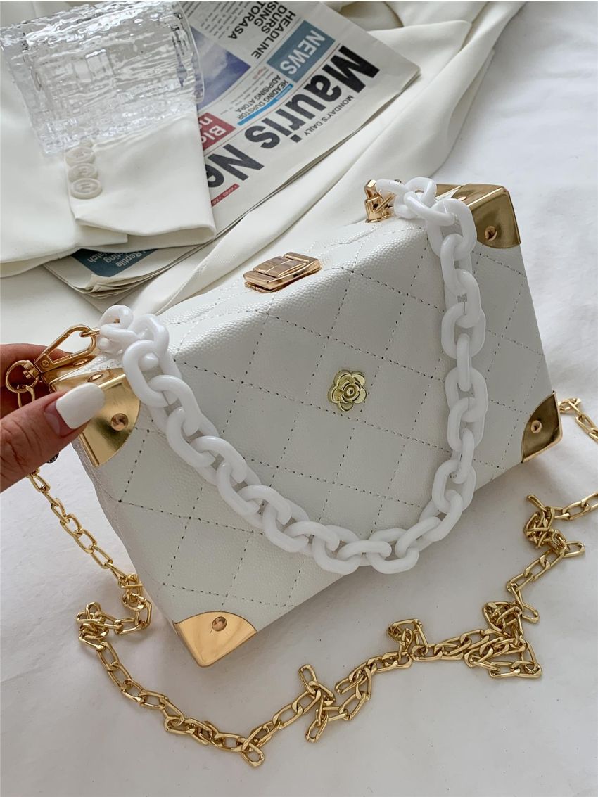 Mini Box Bag Quilted Chain Strap
