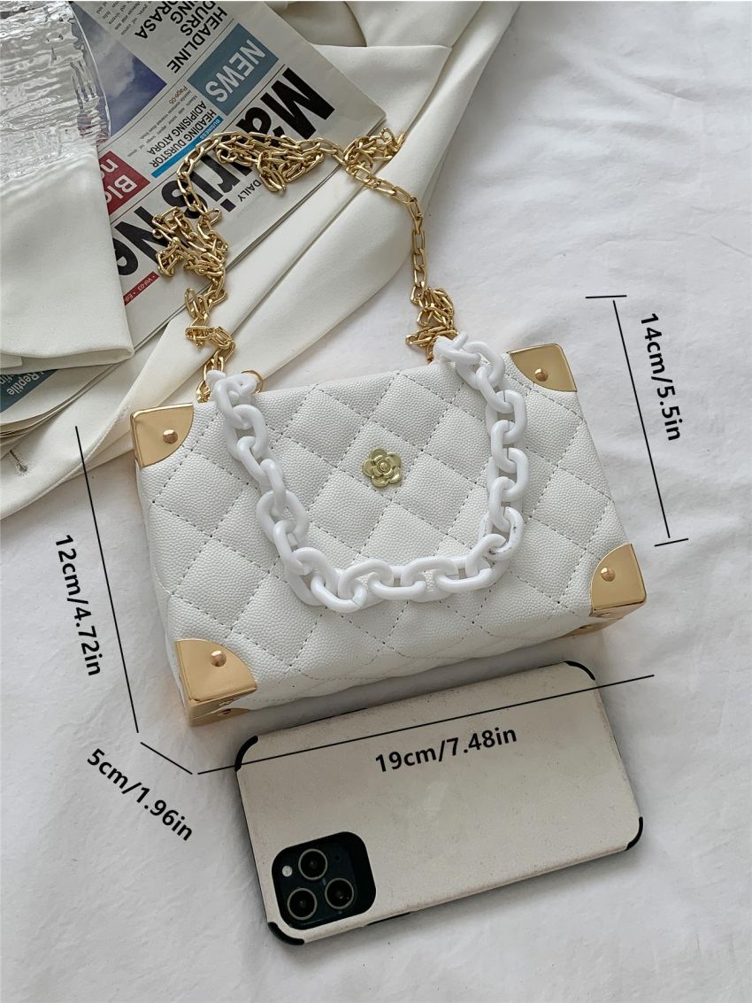 Mini Box Bag Quilted Chain Strap