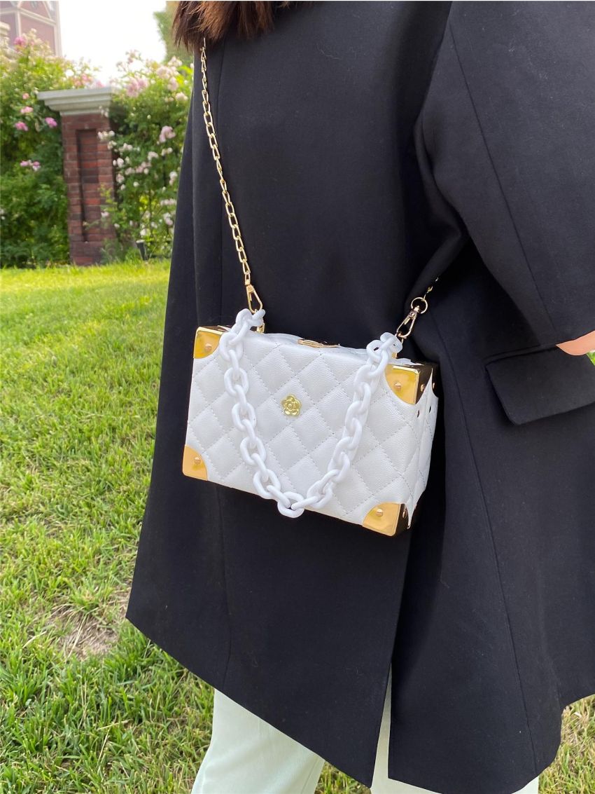 Mini Box Bag Quilted Chain Strap