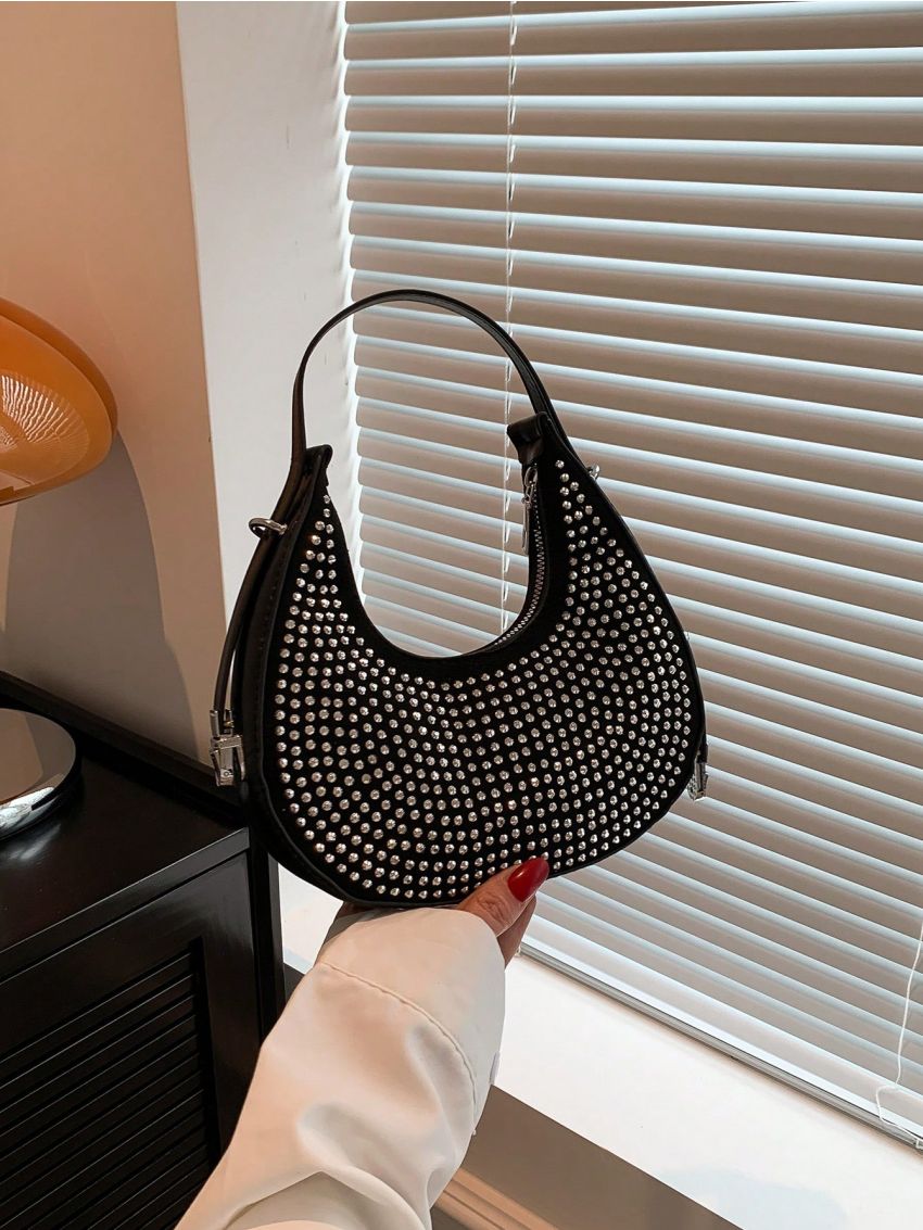 Small Hobo Bag Studded Decor