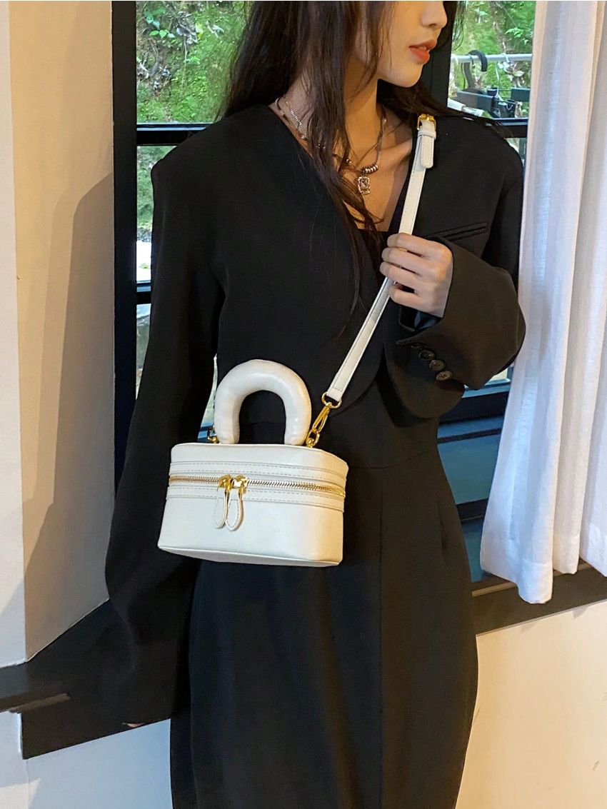 Mini Bucket Bag Solid Color Top Handle