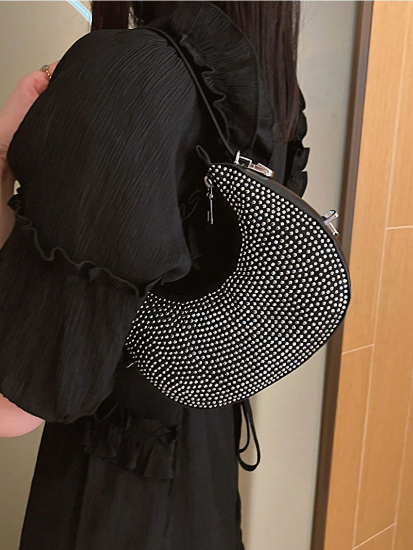 Small Hobo Bag Studded Decor