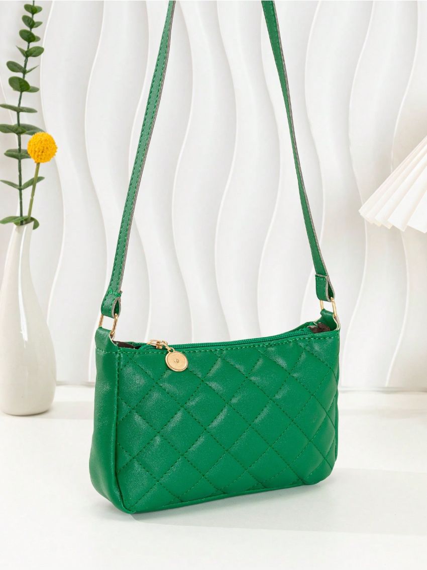 Mini Hobo Bag Quilted Green Fashionable