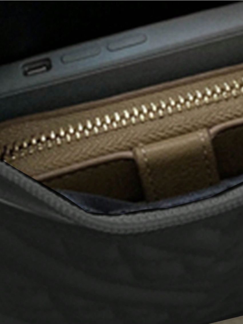 Black Hobo Bag Chevron Pattern Top Handle With Coin Purse